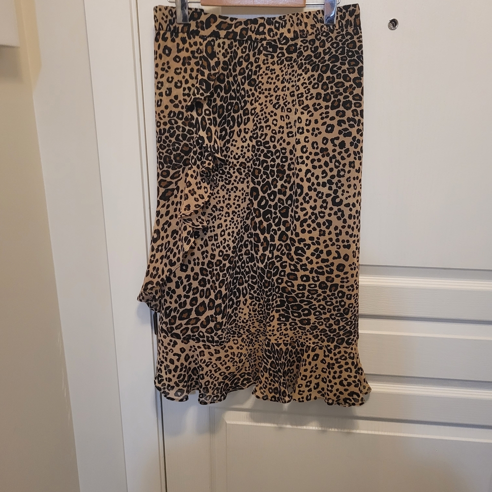Michel Studio Asymmetrical Leopard Skirt